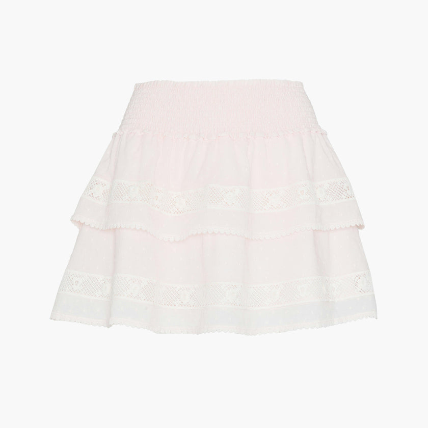 The Meena Skirt - Powder Pink Swiss Dot