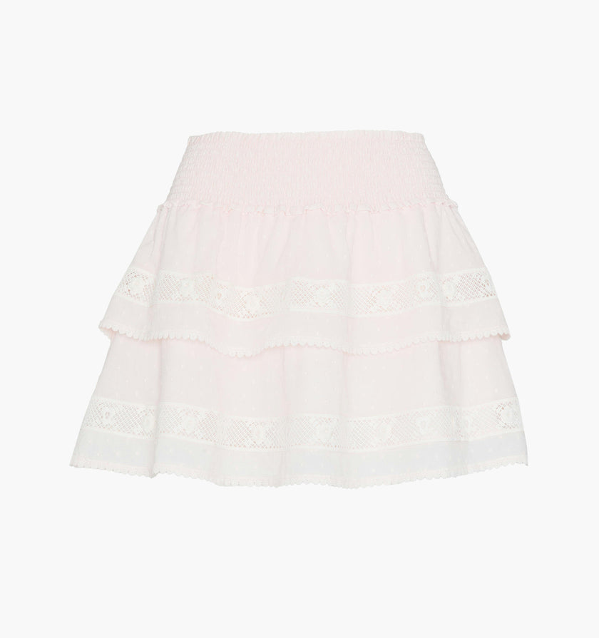 The Meena Skirt - Powder Pink Swiss Dot