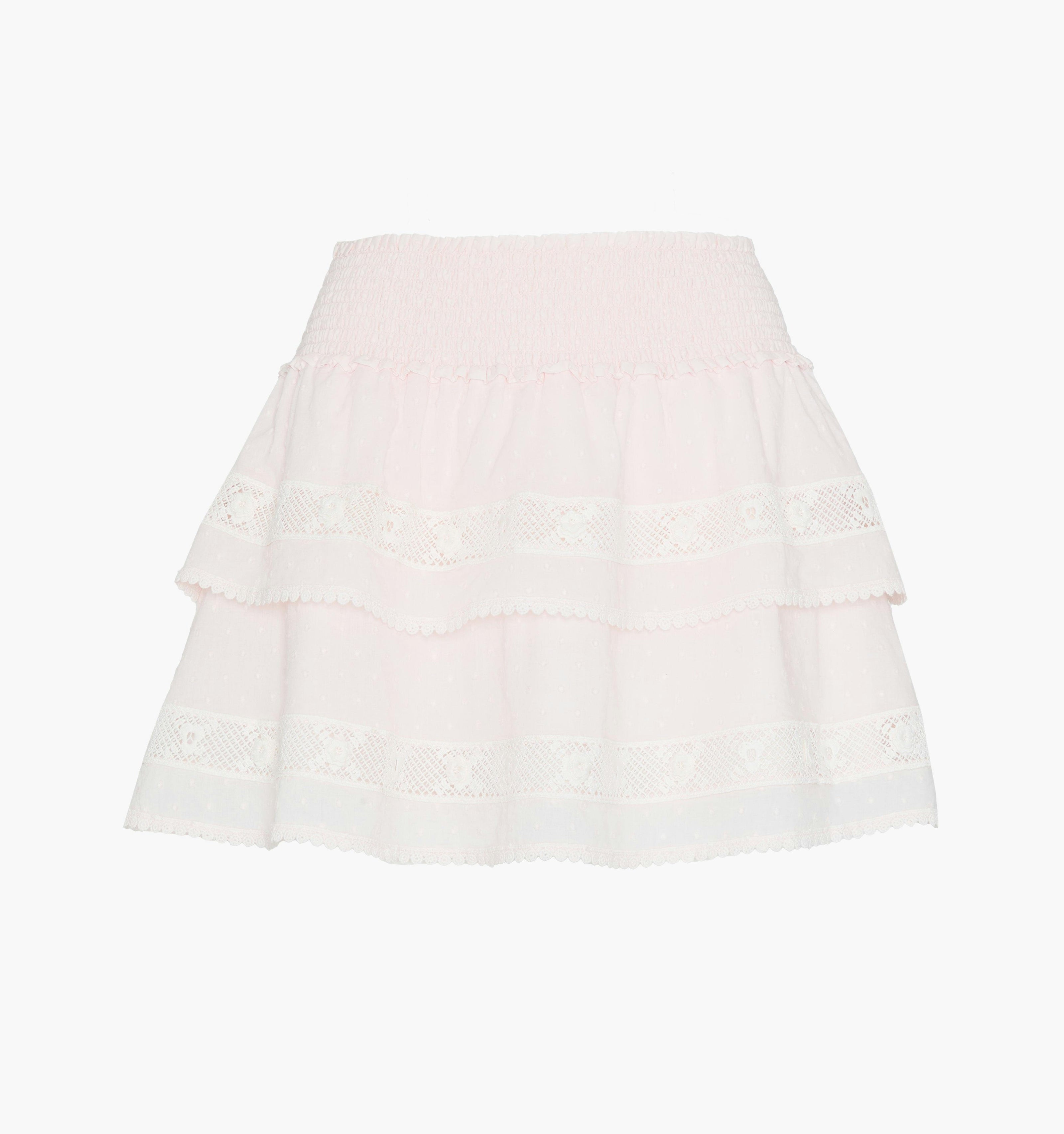 The Meena Skirt - Powder Pink Swiss Dot