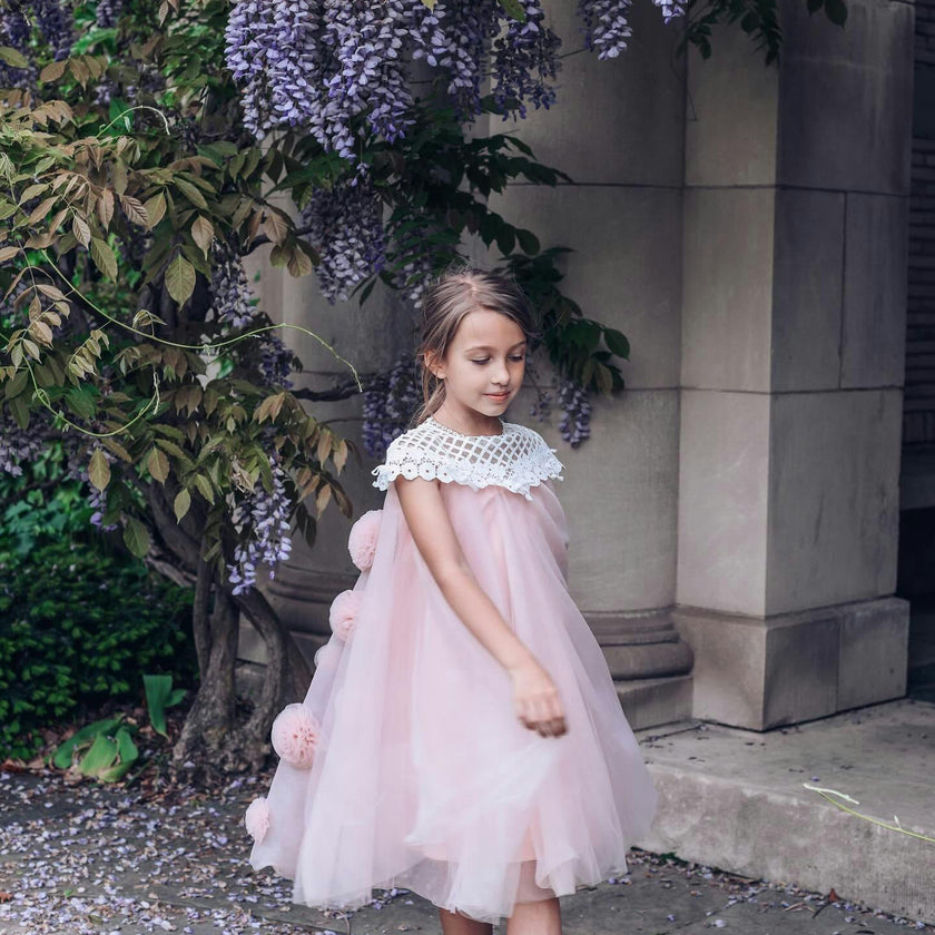 Rosa Pink Tulle Flower Dress