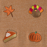 Infant Boys Hooded Sweater Knit Set | Thanksgiving Patches - Beige