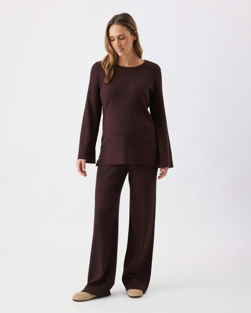 Dallas Rib Knit Pant  Cocoa