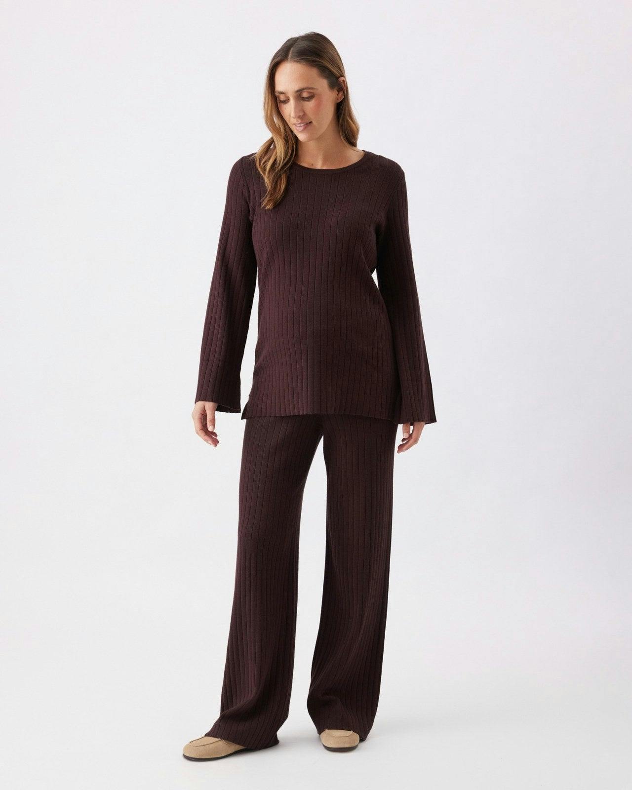 Dallas Rib Knit Pant  Cocoa