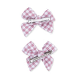 Berry Gingham - 2 Pack Bow Clips