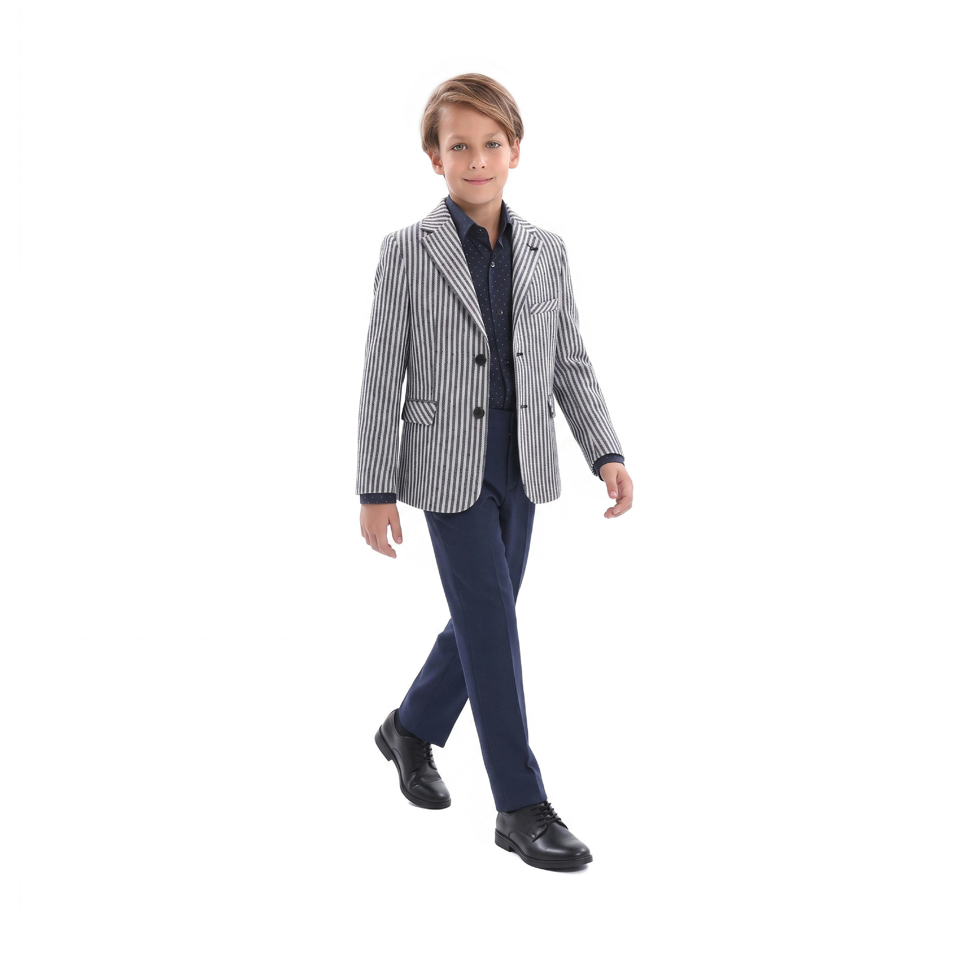Gray Double Striped Blazer
