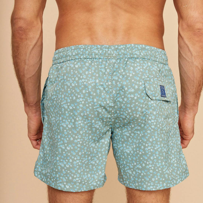 Khaki Flowers Men's Swim Shorts