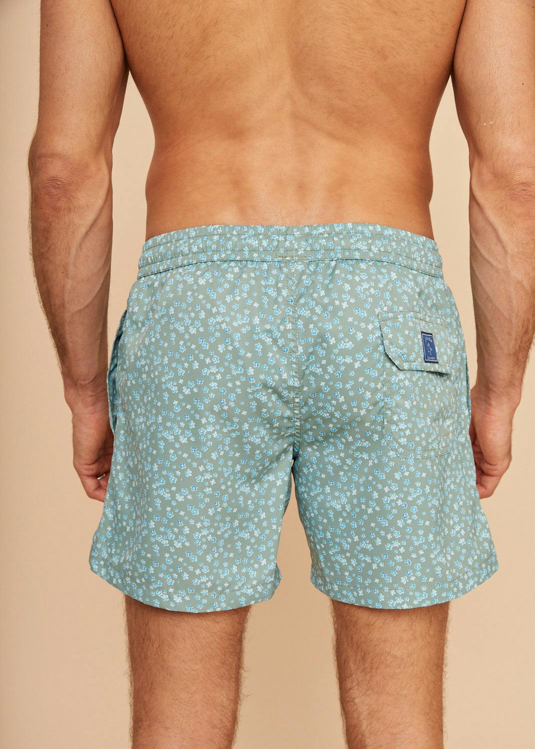 Khaki Flowers Men's Swim Shorts