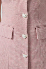 Zoe Pink Cap Sleeve Button Down Dress