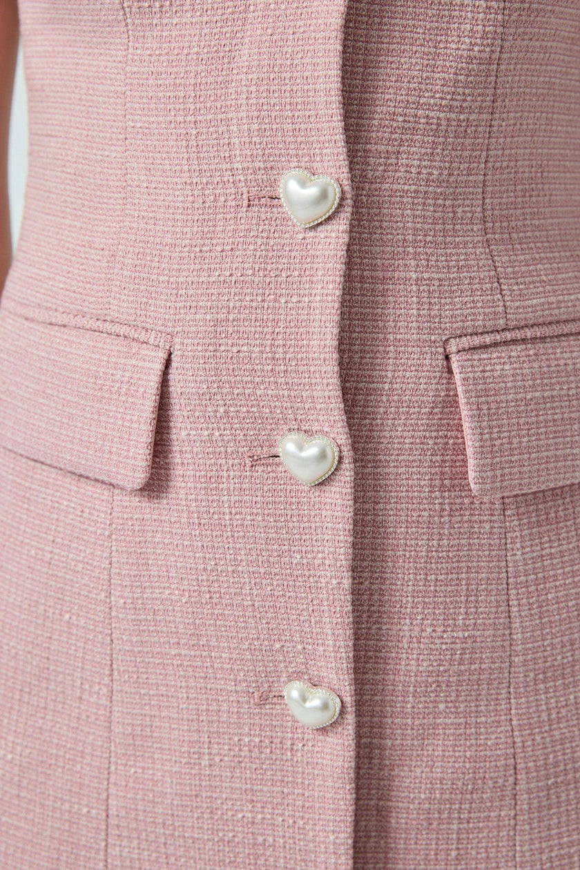 Zoe Pink Cap Sleeve Button Down Dress