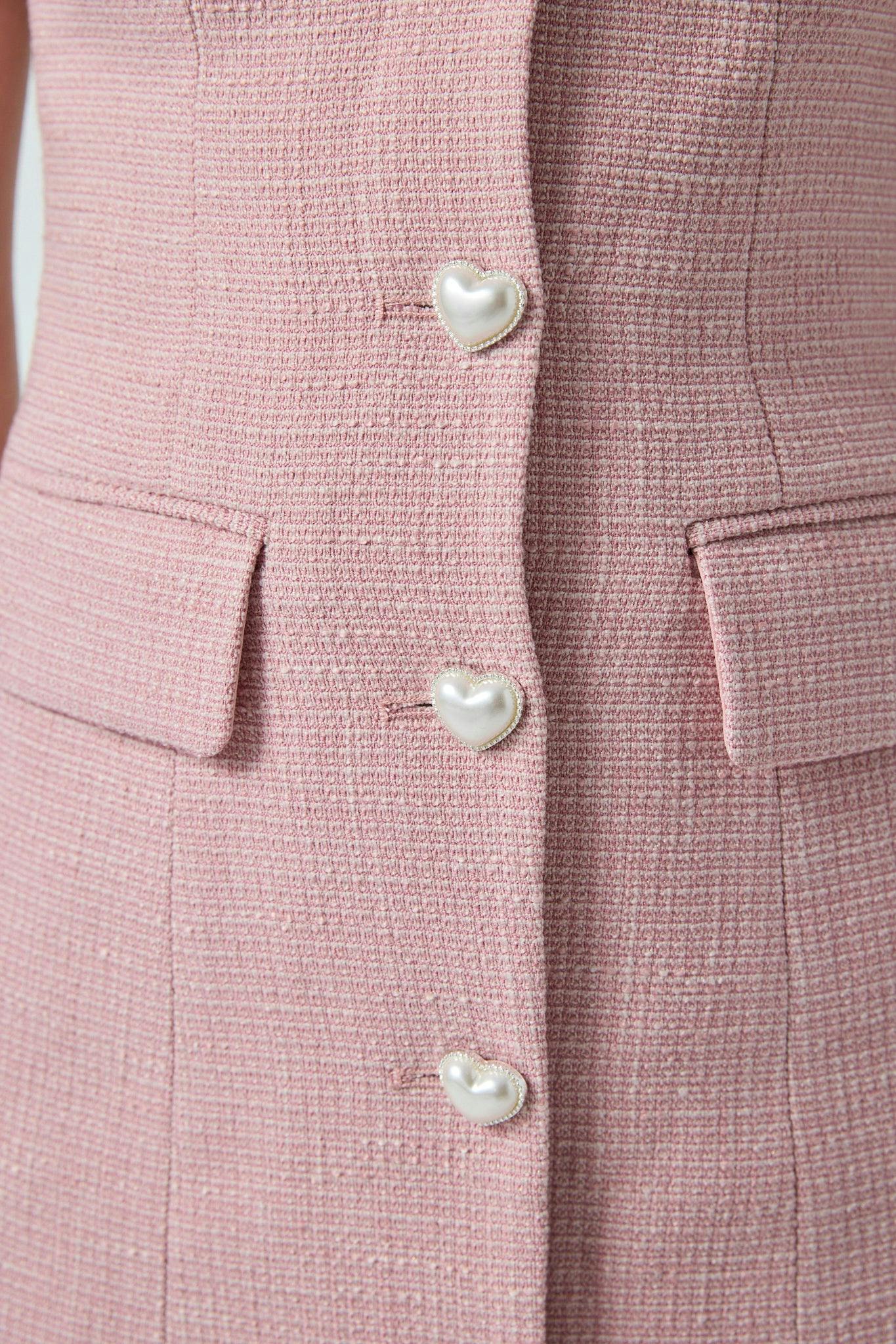 Zoe Pink Cap Sleeve Button Down Dress