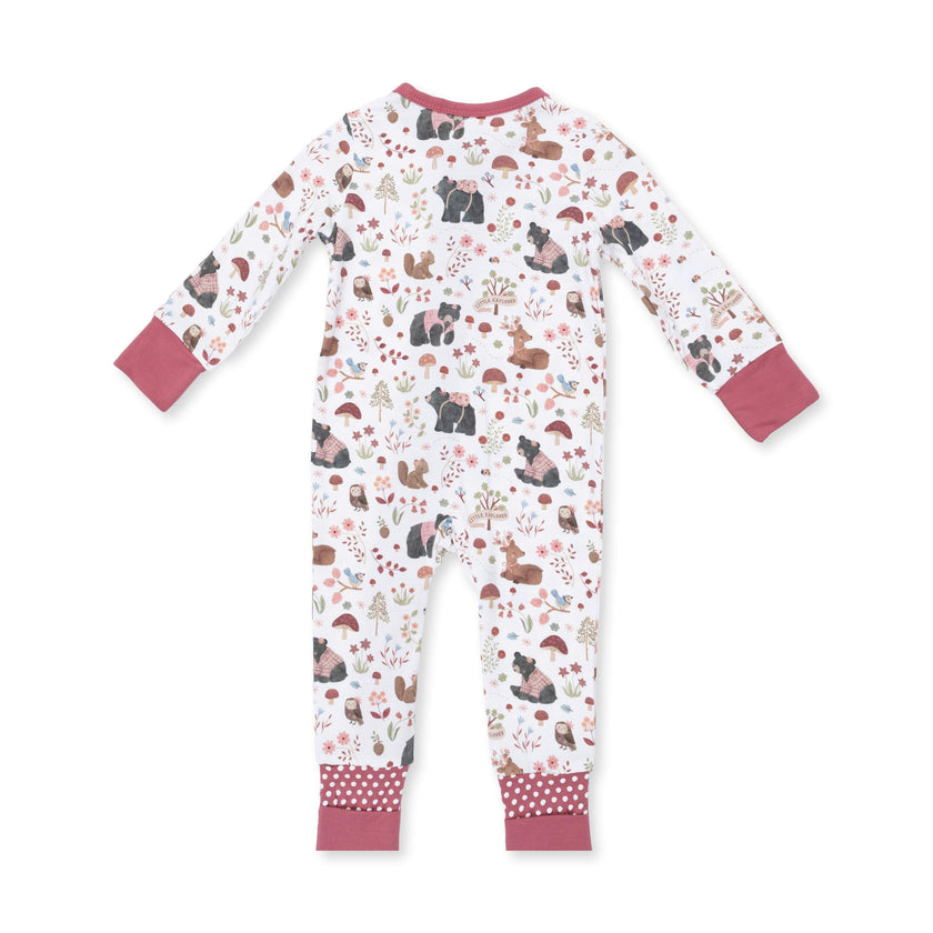 Southern Woodland Animals Pink - Convertible Romper