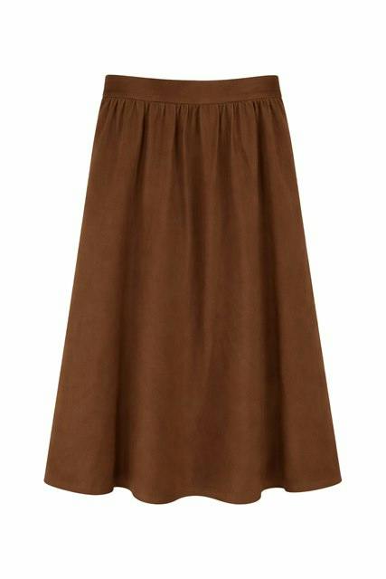 Waisted Taffeta Midi Skirt
