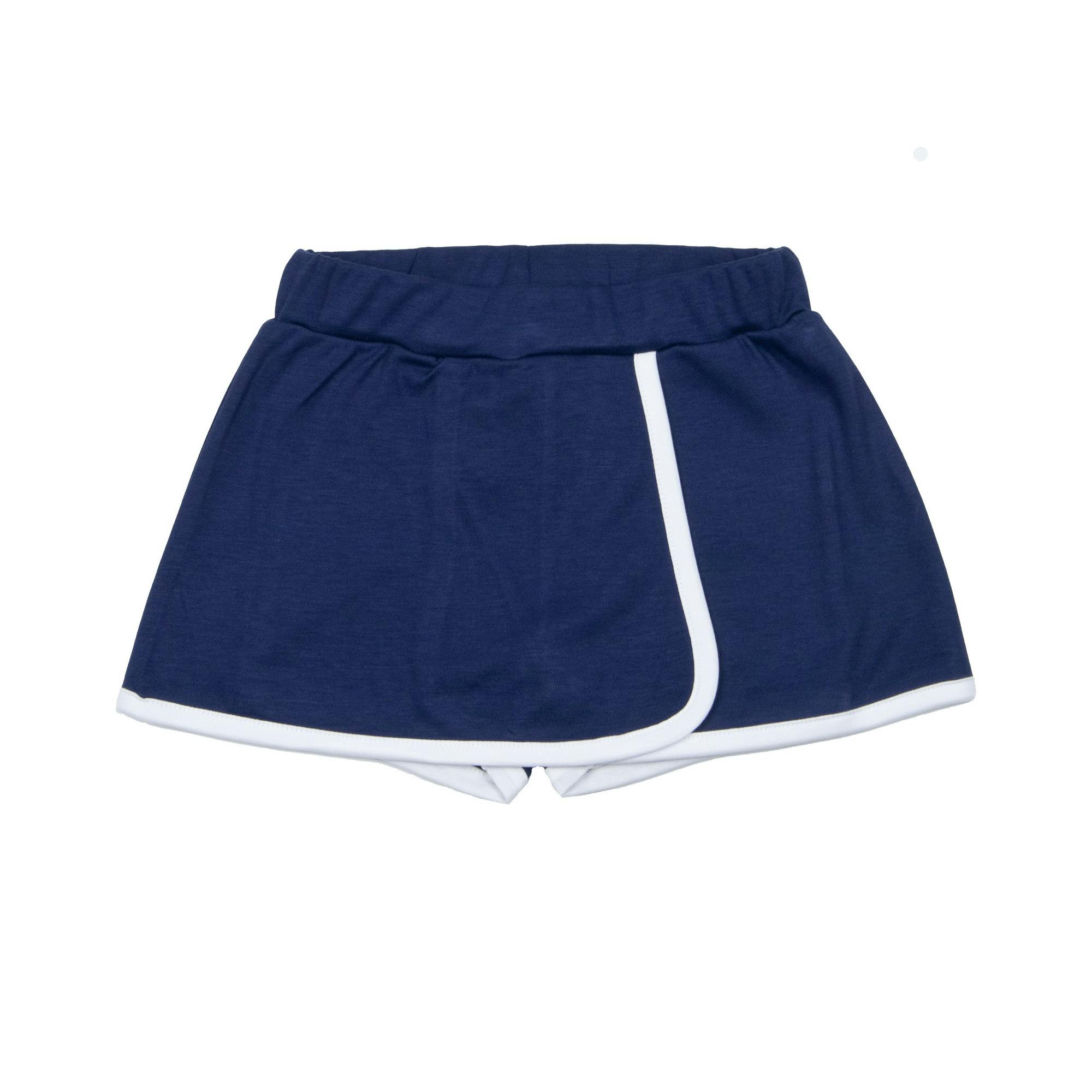 Girls Navy Knit Skort with White Trim