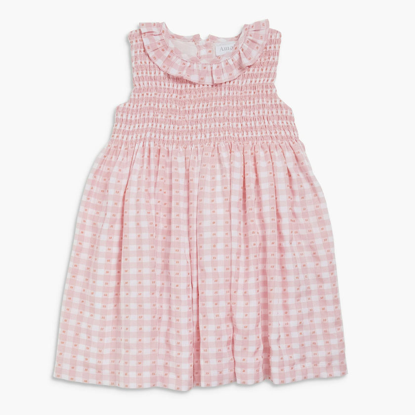 Brittany Dress Pink Vichy Plumetis