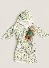 Children's Gift Set: Happy Monkey Bathrobe and Marlow the Monkey Knit Doll