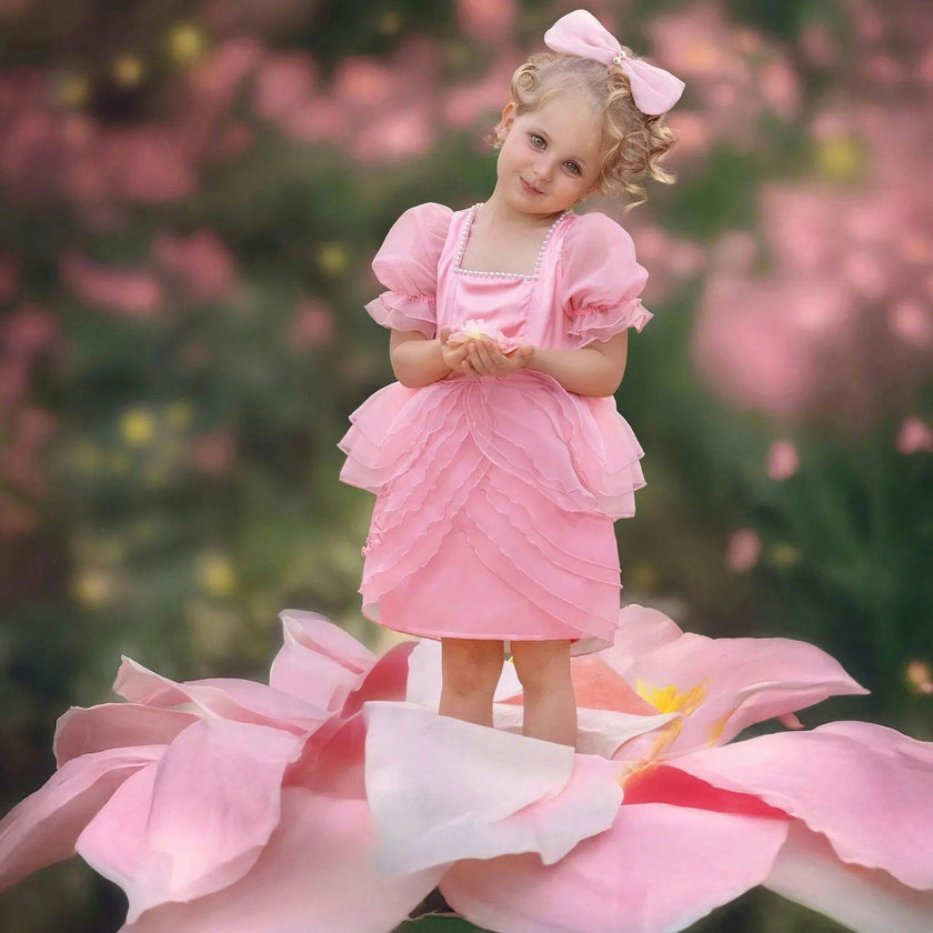 Blush Petal Princess Ruffle Pink Birthday Dress for Girls