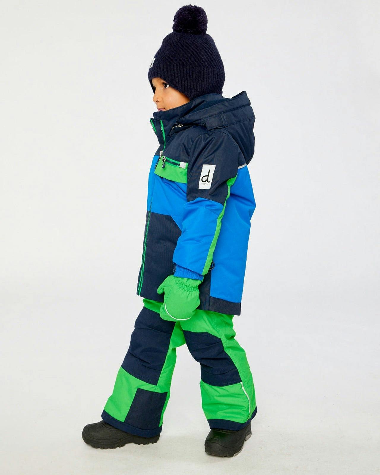Two Piece Play Snowsuit Royal Blue And Green Colorblock
