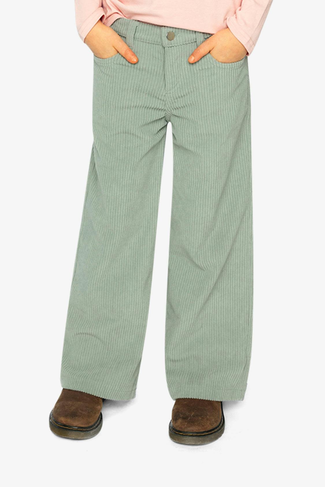 Stretch Corduroy Wide Leg Pants Pale Turquoise