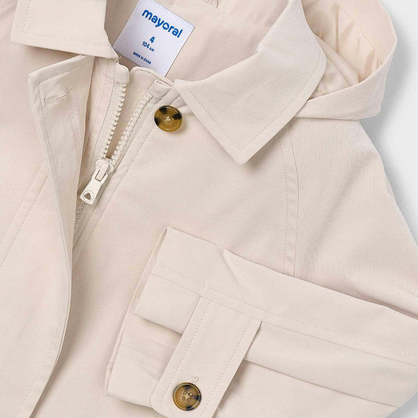 Light Beige Hooded Windbreaker