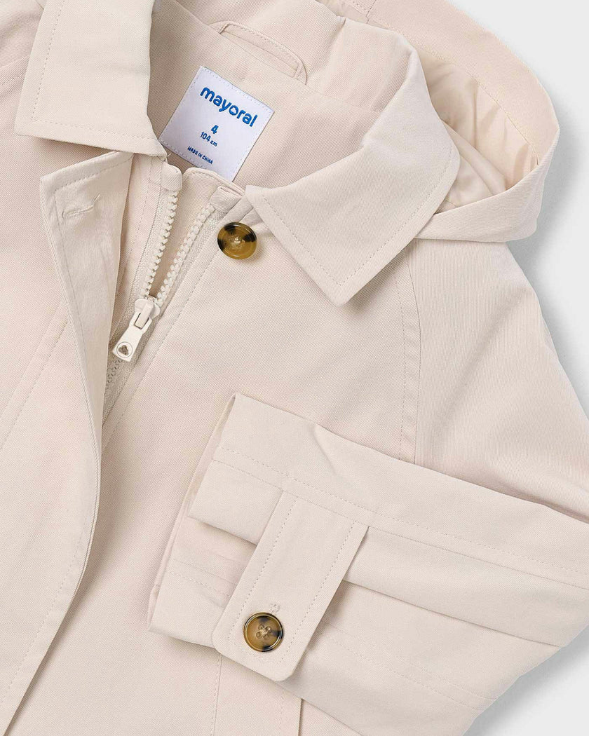 Light Beige Hooded Windbreaker