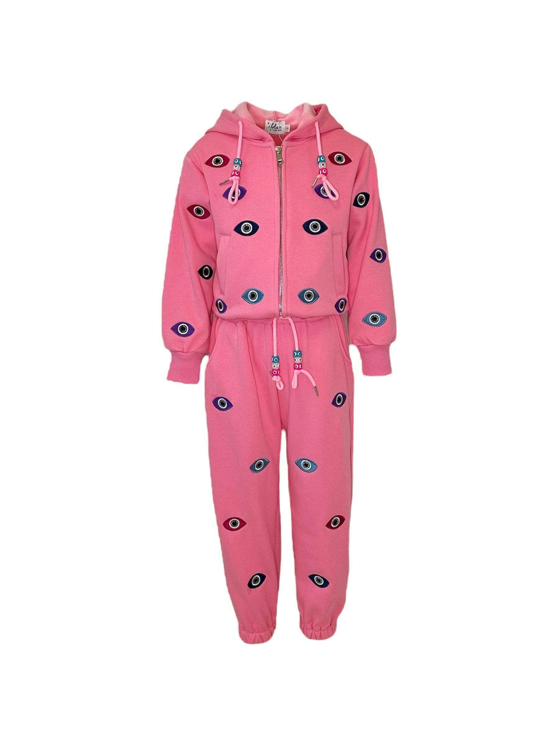Women's Evil Eye Hoodie Set Pink