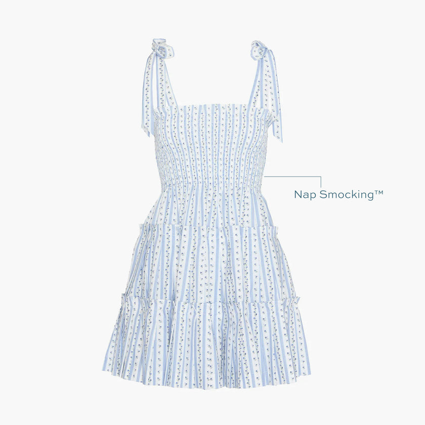 The Ribbon Charlotte Nap Dress - Blue Petal Stripe