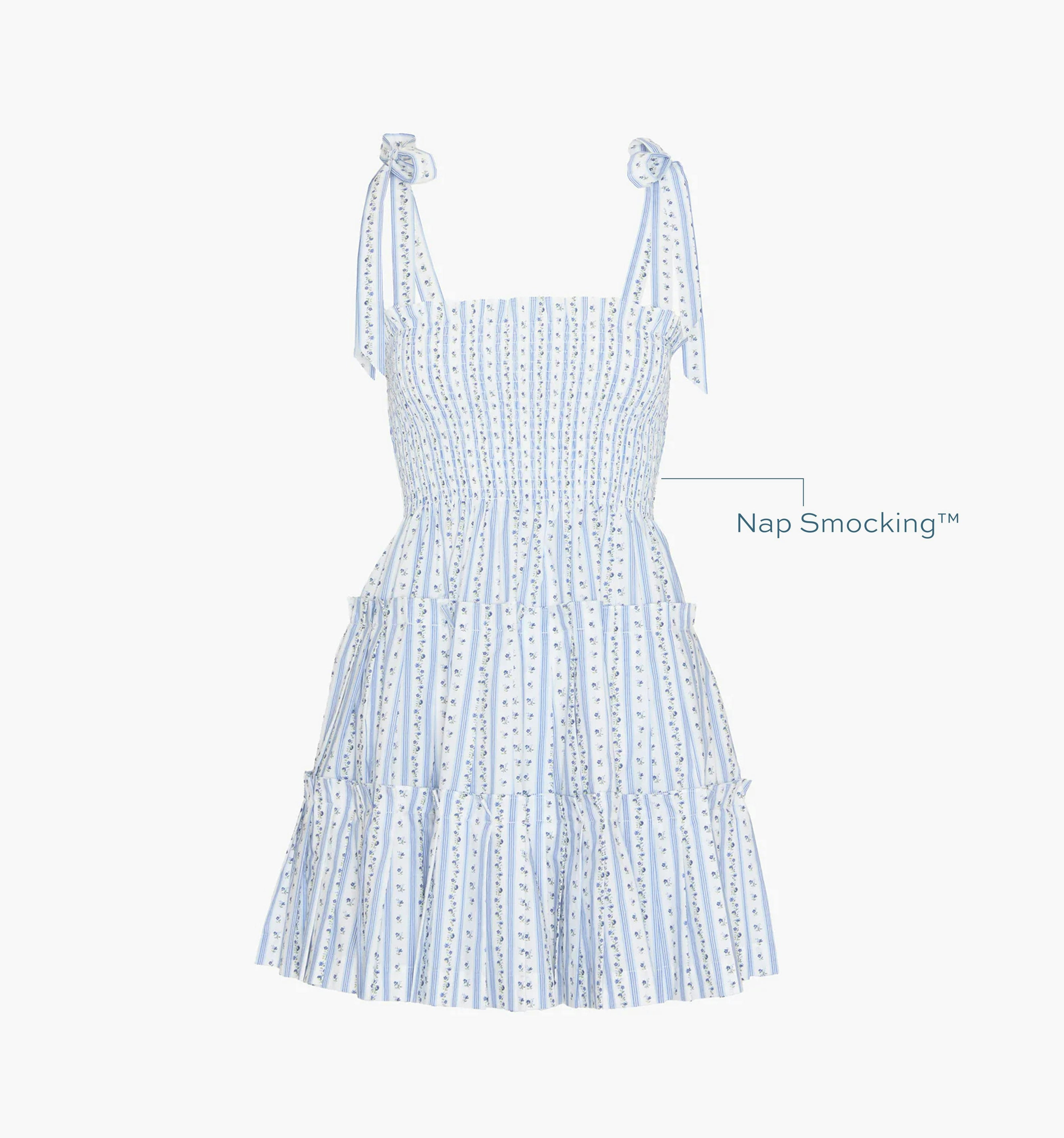 The Ribbon Charlotte Nap Dress - Blue Petal Stripe