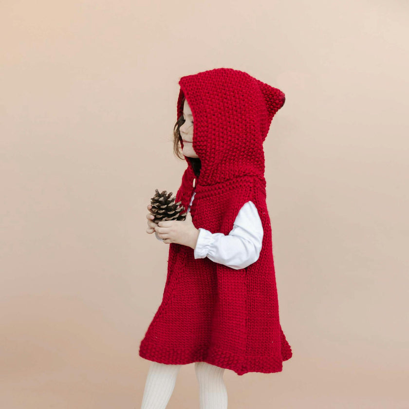 Poncho with hood - Red
