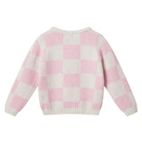 Girls Sweater & Flare Legging Set | Checkered Heart - Pink