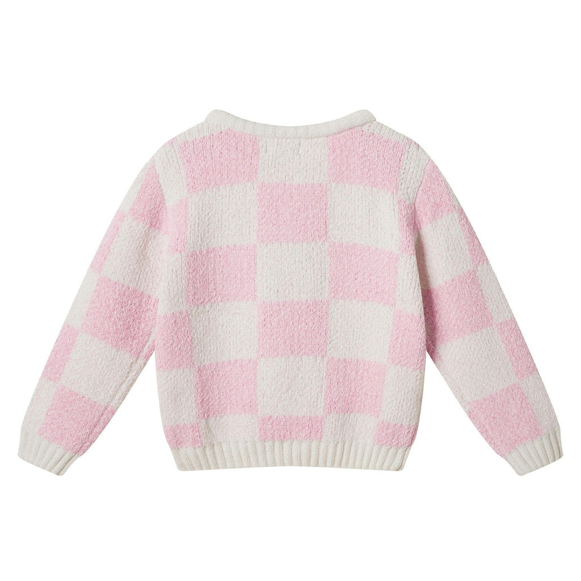 Girls Sweater & Flare Legging Set | Checkered Heart - Pink