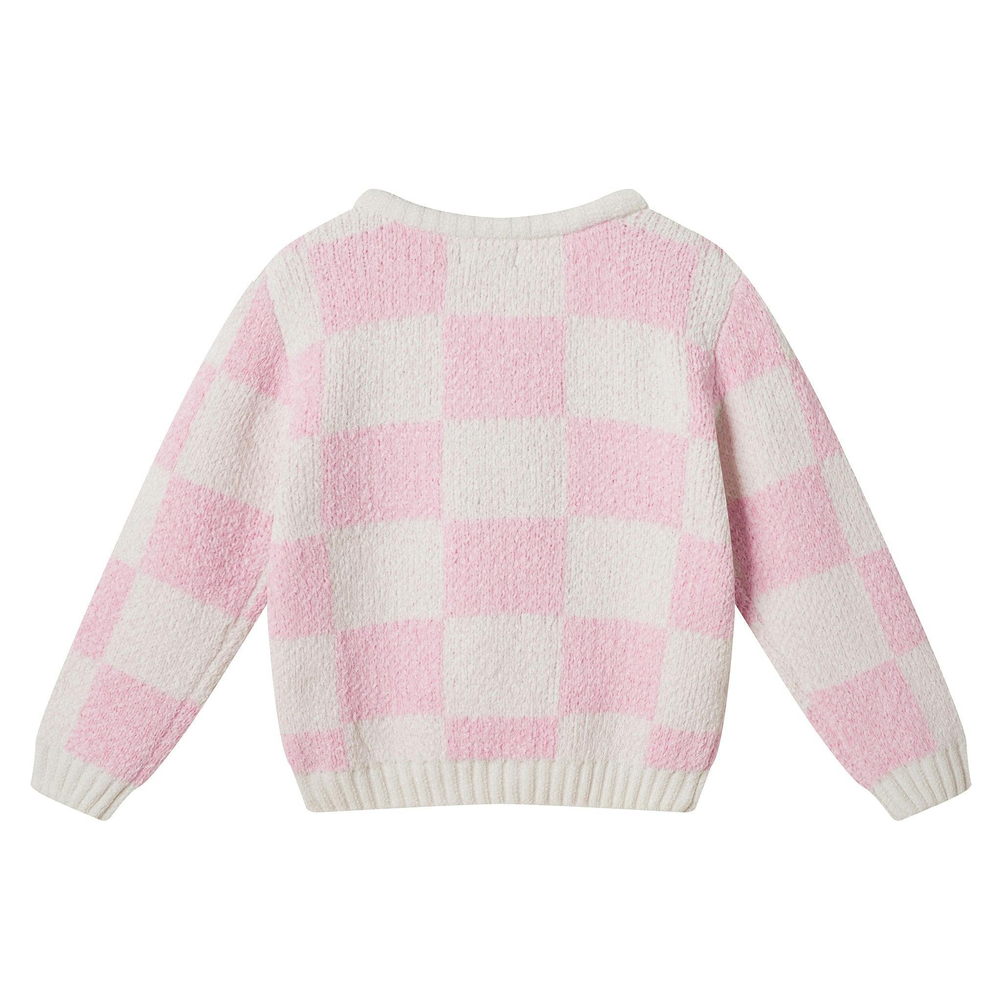 Girls Sweater & Flare Legging Set | Checkered Heart - Pink