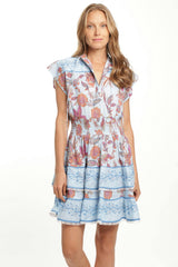 Poppy Dress. Blue Botanical