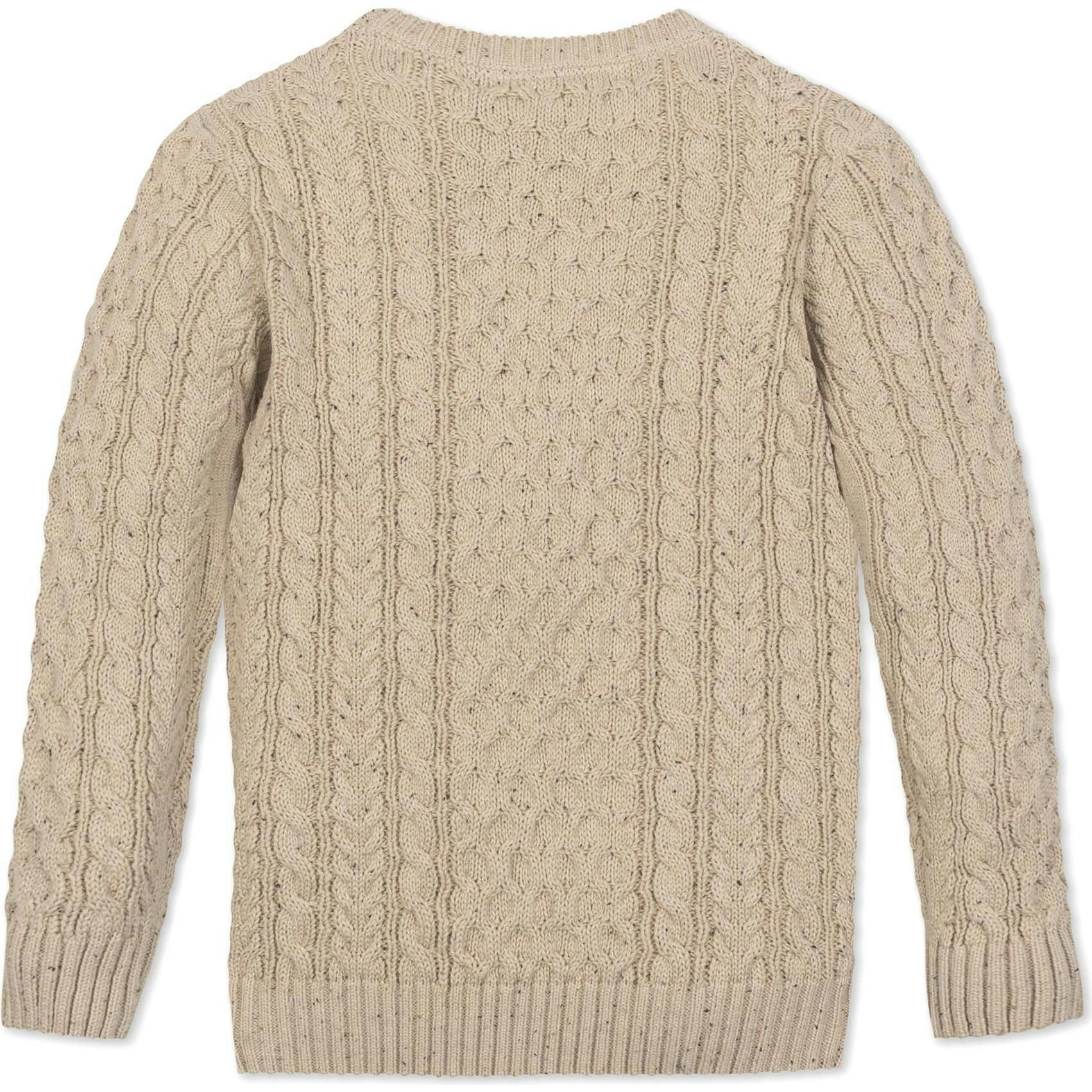 Organic Long Sleeve Fisherman Cable Pullover Sweater, Beige