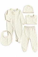 Hearts Print 6-Piece Newborn Layette Gift Set | 100% Pima Cotton