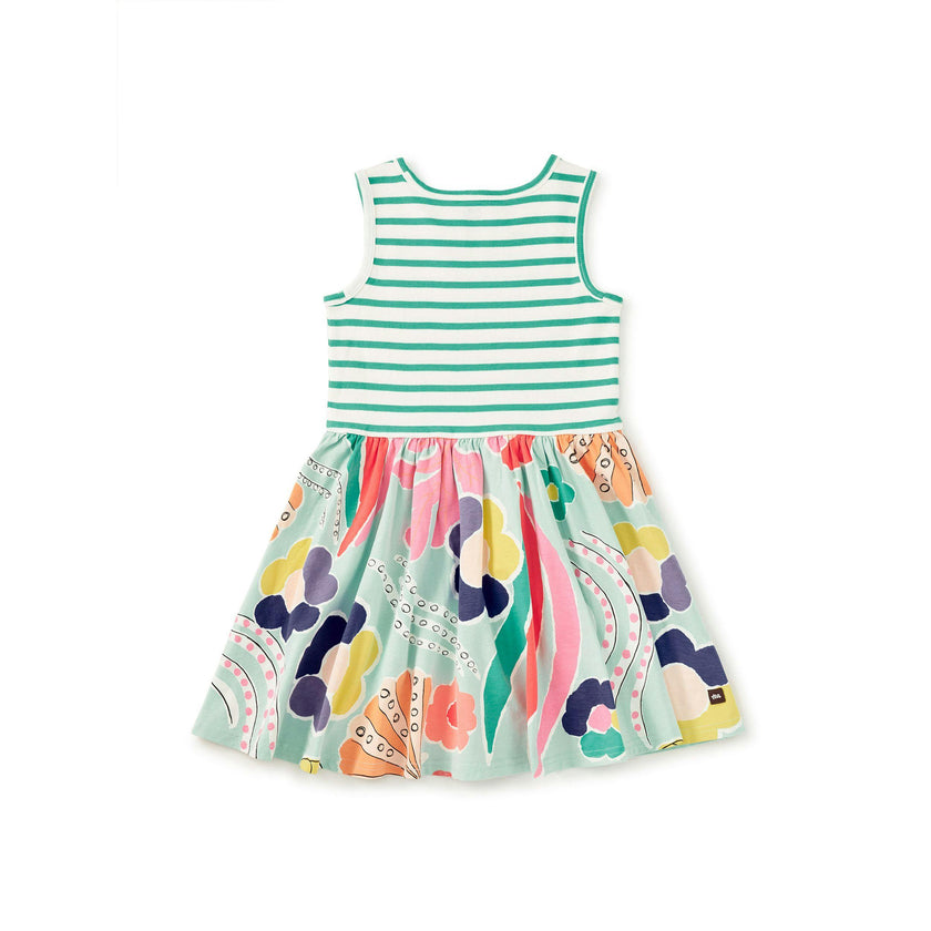 Print Mix Tank Skirted Dress, Sea Floral