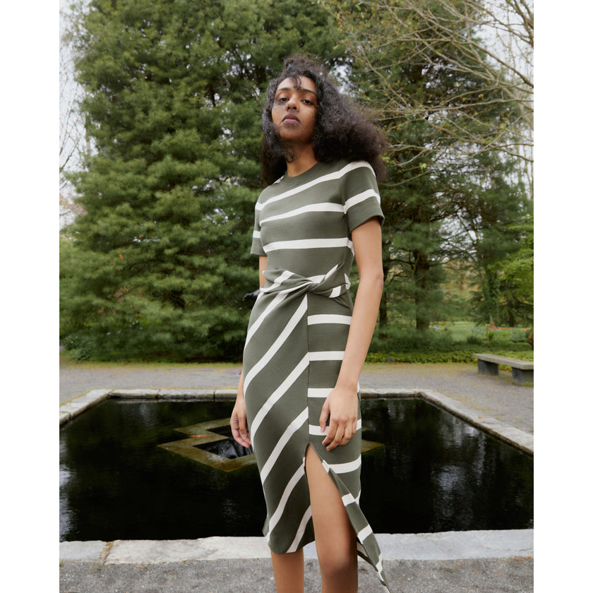 Women's Short Sleeve Striped Cody Dress, Green