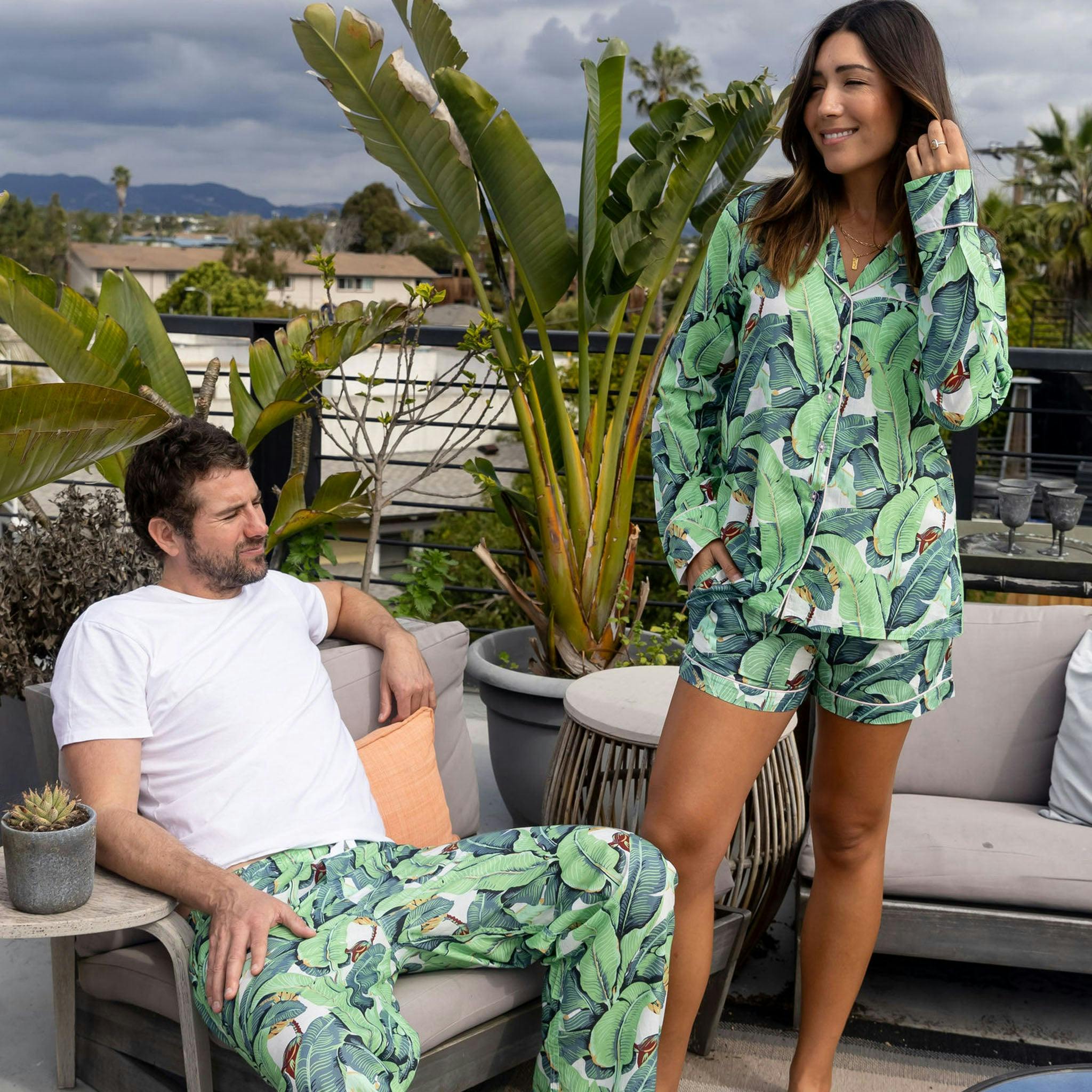 Women's Martinique® Green Banana Leaf Boxer Shorts - Organic Cotton Poplin