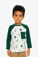 Baby Long Sleeve Raglan T-Shirt Beige Dinosaur Print