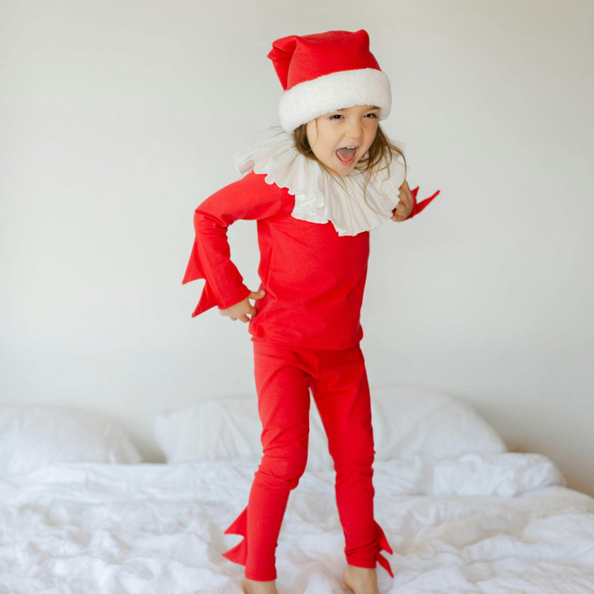 Red Holiday Elf Pajama Costume, Santa Costume