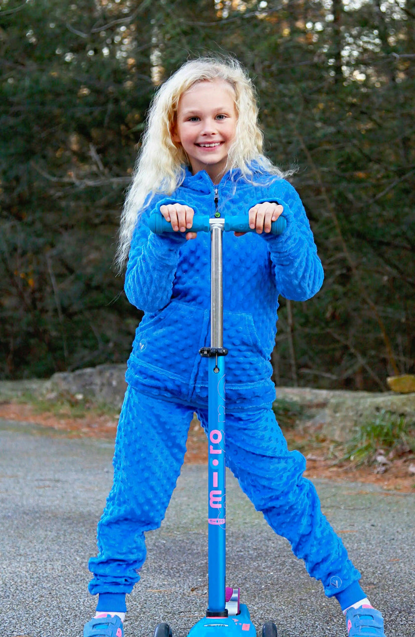 Minky Bubble Zip Hoodie - Blue
