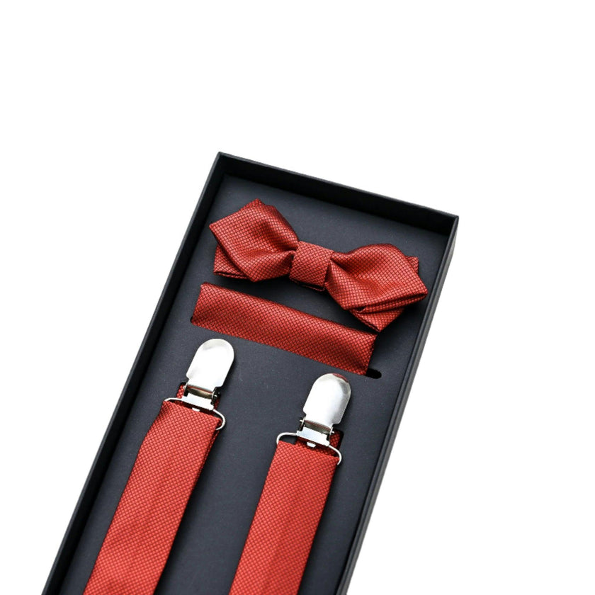 Orange Textured Suspenders Set