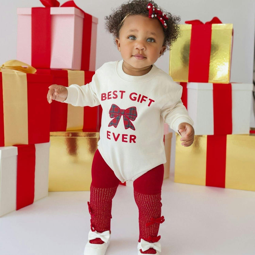 Christmas Tartan Pearl Bow Baby Headband