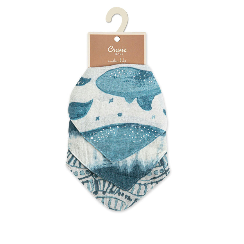 Caspian Whale Cotton Bandana Baby Bib (3 Pack)