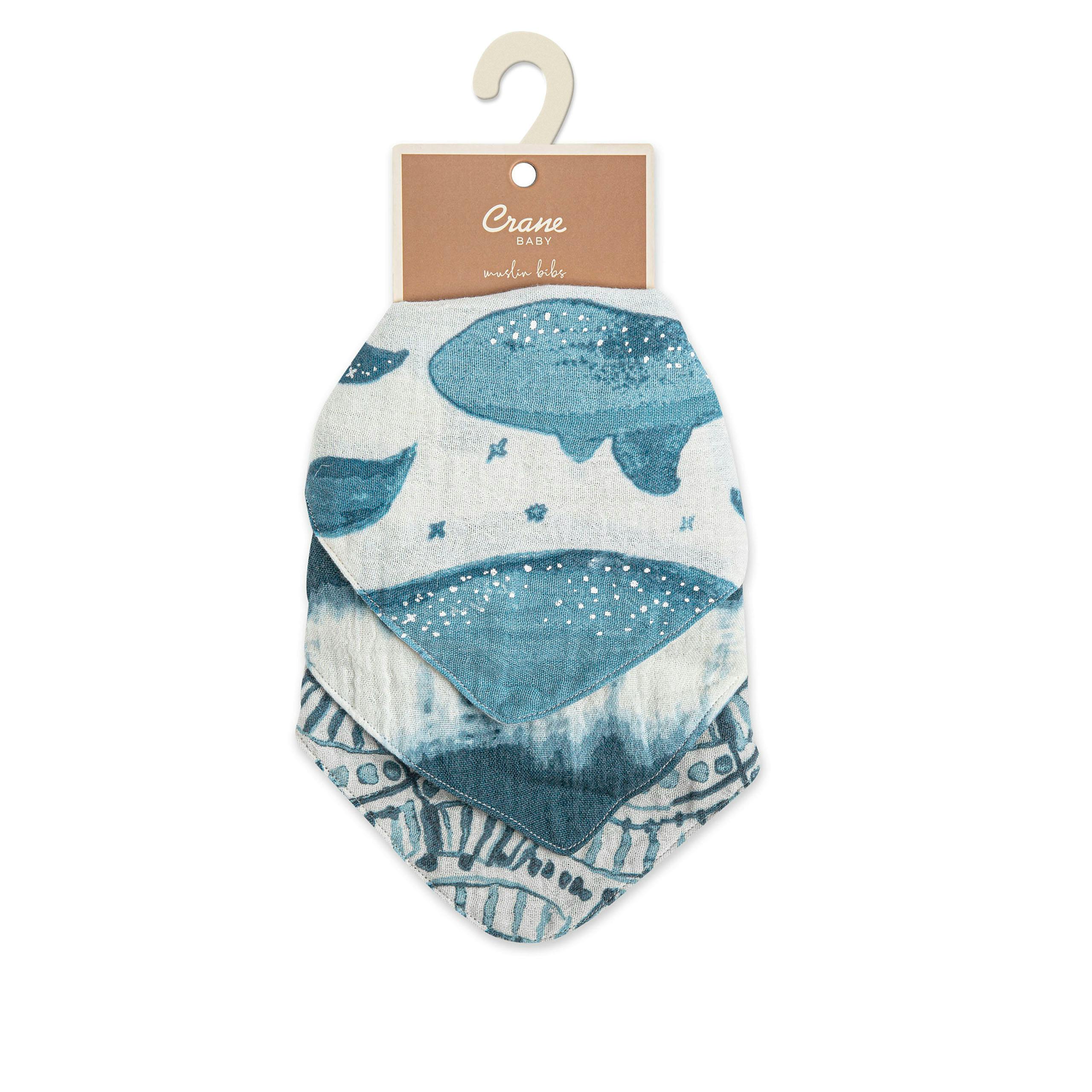 Caspian Whale Cotton Bandana Baby Bib (3 Pack)