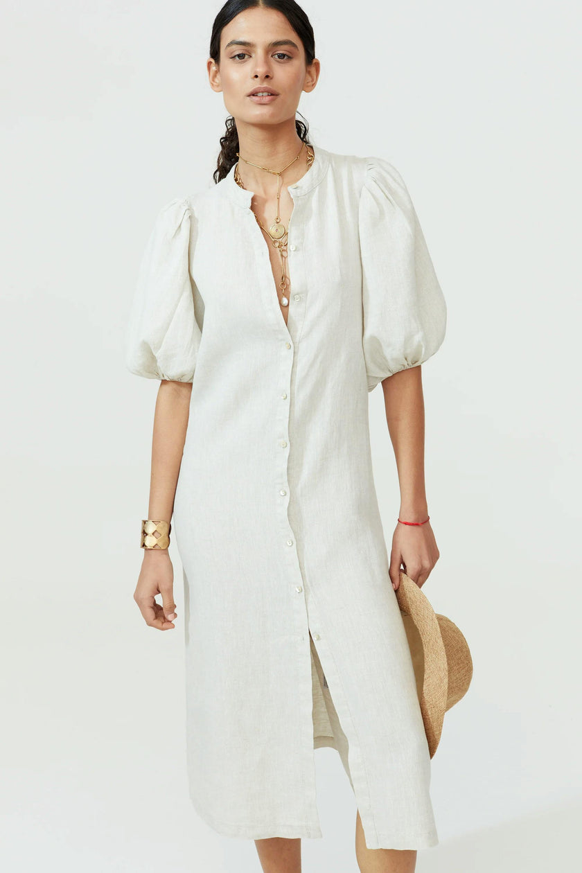 Bubble Linen Dress - Natural
