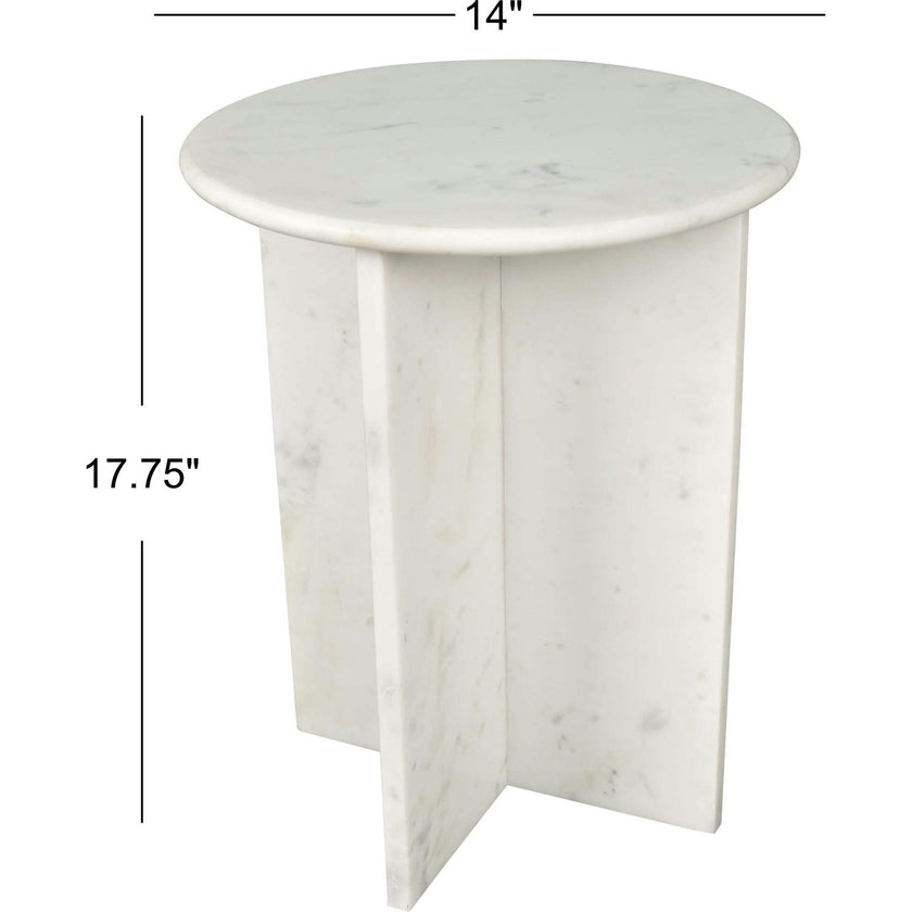 Javier 17.75" Contemporary Natural Marble Handmade X-Shaped End Table