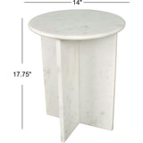 Javier 17.75" Contemporary Natural Marble Handmade X-Shaped End Table