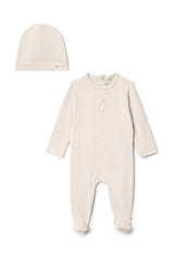 Print Snap Front Modal Romper and Hat Two Piece Set