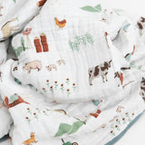 Original Cotton Muslin Quilt - Farmyard