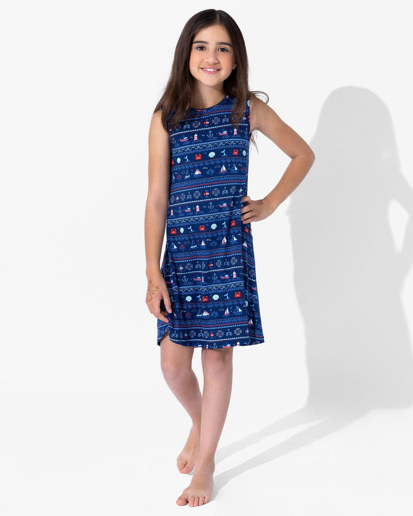 Sail Away Fair Isle Bamboo Girls' Sleeveless Dress